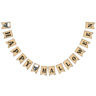 Bonne Halloween vieilli crâne B&W Bunting bannière