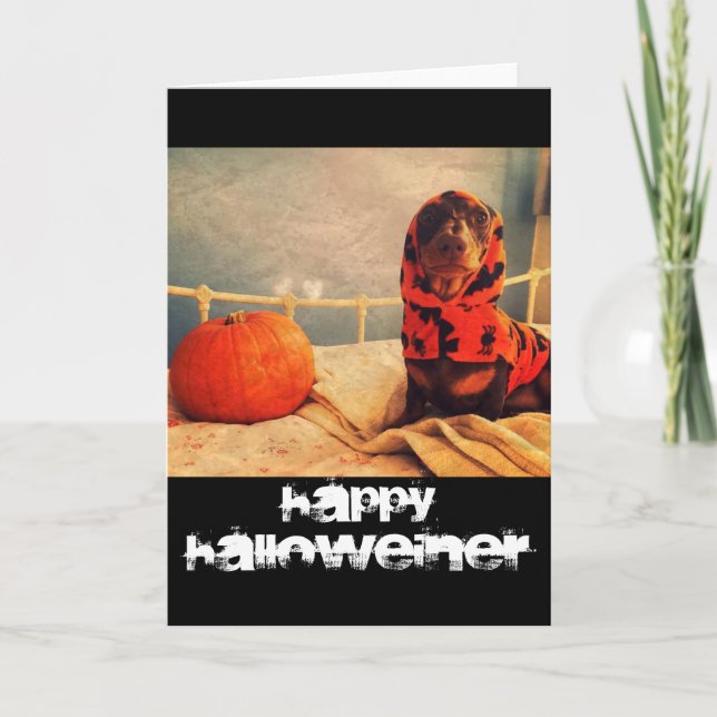 Bonne Halloween Weiner Sausage Chien Carte de voeu (Devant)