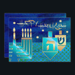 Bonne Hanoukka. Cartes de voeux personnalisables<br><div class="desc">Heureux Hanoukka ! Menorah,  Gold Foil Dreidels et Star of David Design avec détails en feuille d'or Hanoukka Cartes de voeux / Hanoukka Célébration Invitations avec texte personnalisé. Cartes et cadeaux correspondants disponibles dans la catégorie Fêtes juives / Hanoukka de notre magasin.</div>