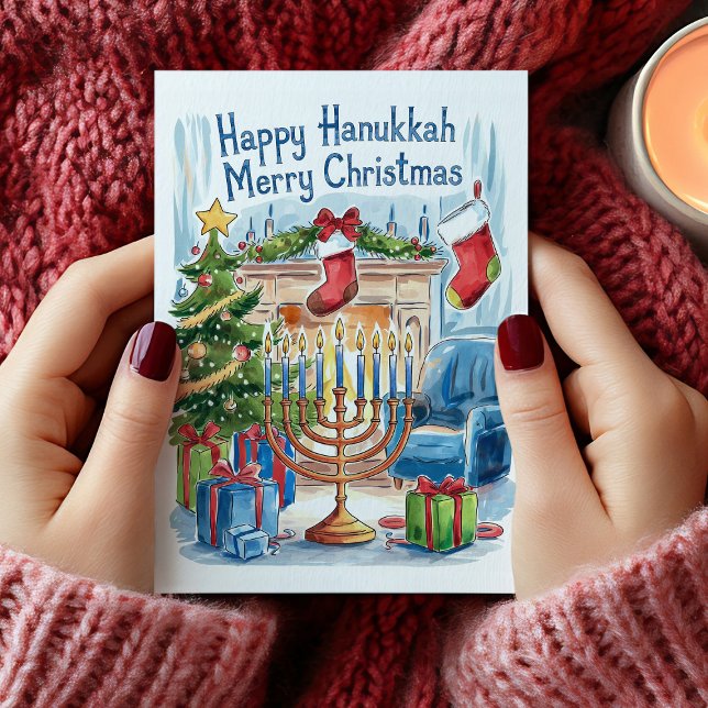 Bonne Hanoukka Joyeuse carte de Noël (Happy Hanukkah Merry Christmas Card)