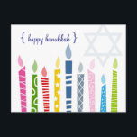 Bonne Hanoukka Menorah bougies Cartes postales<br><div class="desc">envoyez un petit coup de fouet cette année... </div>