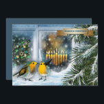 Bonne Hanoukka. Scène de neige avec carte Menorah<br><div class="desc">Bonnes Fêtes. Bonne Hanoukka. Joyeux Noël. Bonne année. Scène de neige avec les oiseaux et la Menorah Peinture Hanoukka / Noël / Nouvel An personnalisable Cartes de Voeux Plat. Cartes et cadeaux correspondants disponibles dans la catégorie Fêtes juives / Hanoukka de notre magasin.</div>