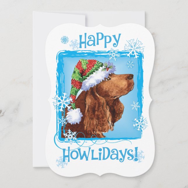 Bonne Howlidays Field Spaniel Carte de vacances (Devant)