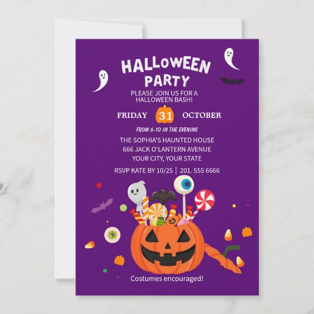 Bonne Invitation à la fête d'Halloween (Devant)