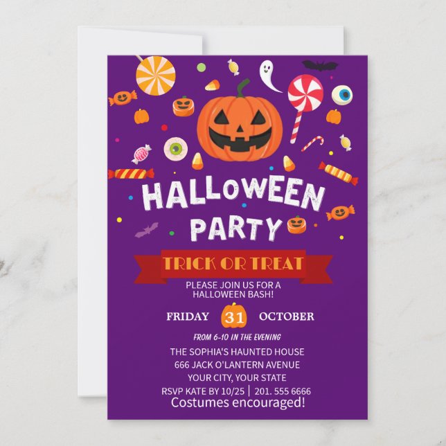 Bonne Invitation à la fête d'Halloween (Devant)