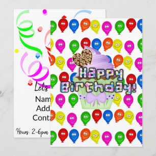 Bonne Invitation Anniversaire Ballons Cupcakes