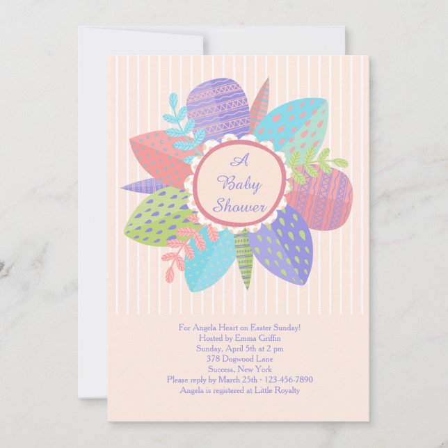 Bonne invitation au Baby shower de printemps (Devant)