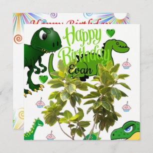 Bonne invitation carte d'anniversaire Dinosaur