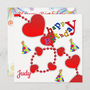 Bonne invitation carte d'anniversaire Red Hearts
