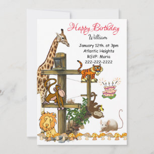 Bonne invitation d'anniversaire Animaux sauvages