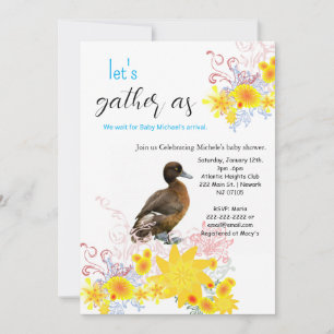 Bonne Invitation d'anniversaire Bébé Canard Floral