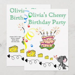 Bonne Invitation d'anniversaire Mousey Cheesy Part