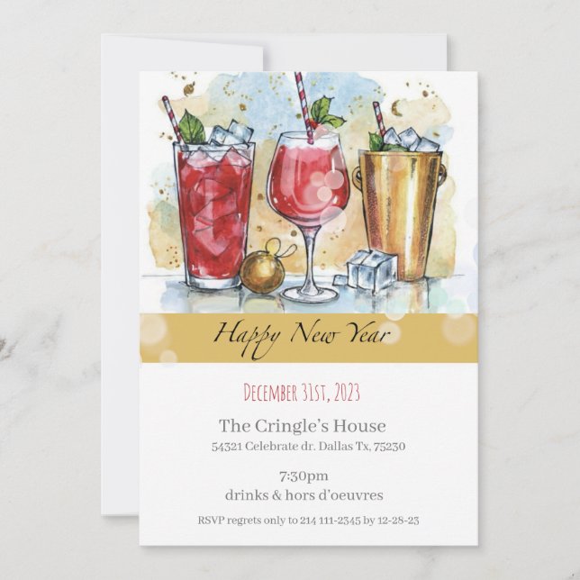 Bonne invitation du Nouvel An (Devant)