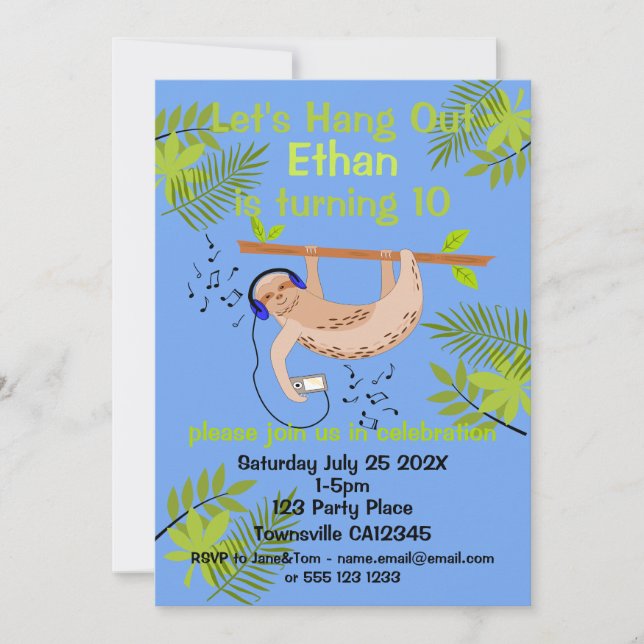 Bonne invitation Sloth (Devant)