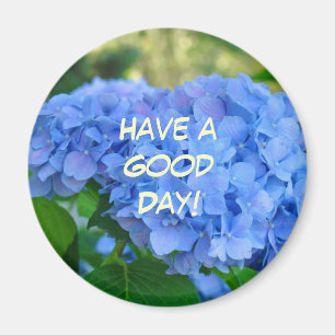 Bonne journée ! aimant Fleurs d'hortensia bleues