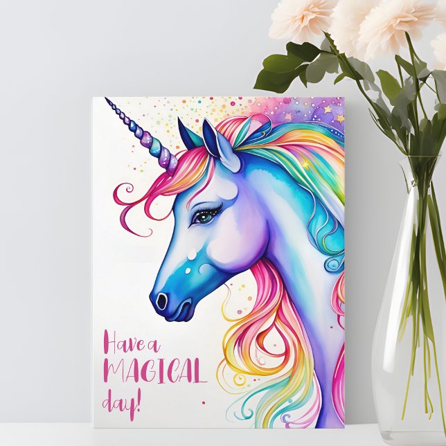 Bonne journée magique Carte postale de licorne fan (Rainbow Joy, Whimsical Cheer! 🌈✨)