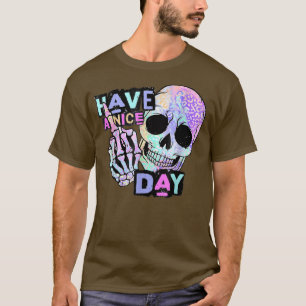 Bonne journée Skull squelette main T-shirt