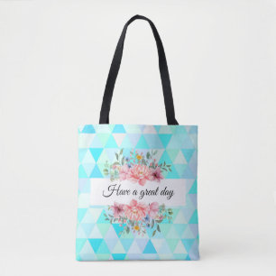 Bonne journée turquoise vert motif Sac fourre-tout