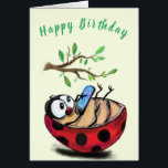 Bonne Ladybug Funny Birthday Card<br><div class="desc">Cartes d'Anniversaire amusantes avec Happy Little Ladybug avec téléphone - ou Choisissez / Ajoutez votre texte / couleur unique - Faites votre cadeau unique - Redimensionnez et déplacez ou supprimez et ajoutez des éléments avec l'outil de personnalisation! - Dessin et design par MIGNED. Vous pouvez également transférer mes designs à...</div>