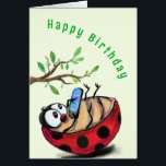 Bonne Ladybug Funny Birthday Card<br><div class="desc">Cartes d'anniversaire amusantes avec Happy Little Ladybug avec téléphone - Choisissez / Ajoutez votre texte / couleur unique - Faites votre cadeau unique - Redimensionnez et déplacez ou supprimez et ajoutez des éléments avec l'outil de personnalisation ! - Dessin et design par MIGNED. Vous pouvez également transférer mes designs à...</div>