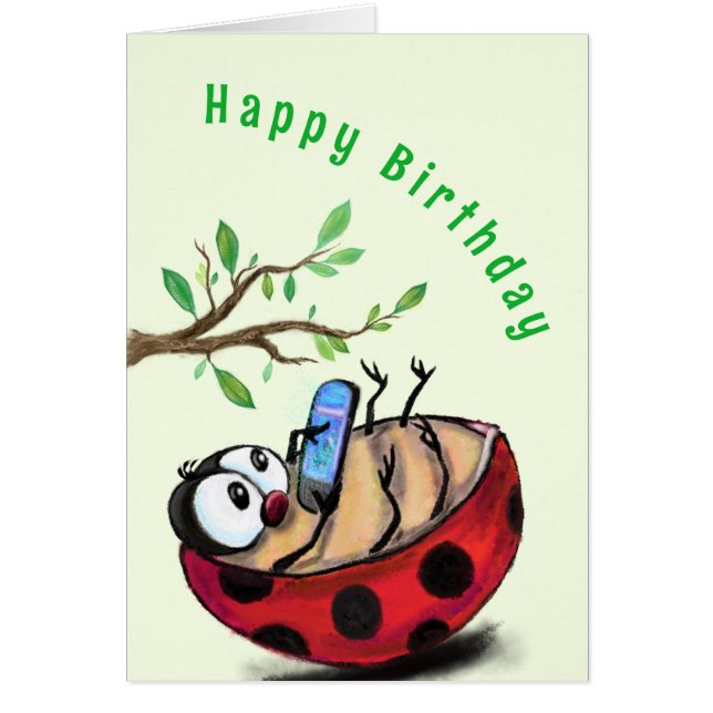 Bonne Ladybug Funny Birthday Card (Devant)