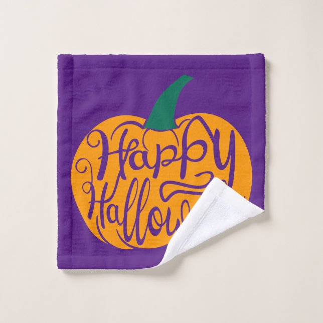 Bonne lettre Halloween sur citrouille sculpté (Gant de toilette)