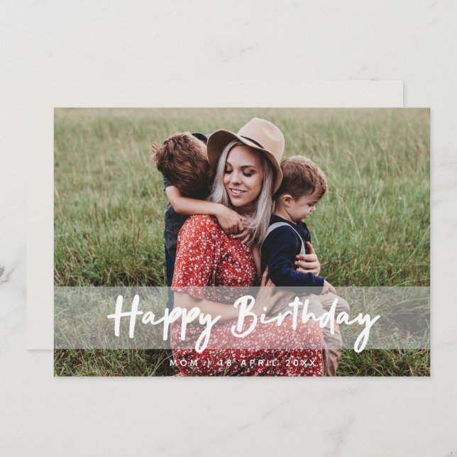 Bonne maman d'anniversaire | Carte photo de script (Devant / Derrière)