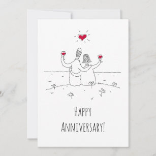 Bonne Mariage Anniversaire Red Heart Couple Card