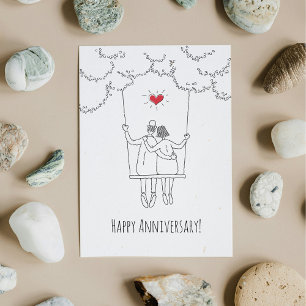 Bonne Mariage Anniversaire Red Heart Swing Card