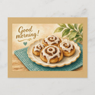 Bonne matinée Cartes de rouleaux à la cannelle gla