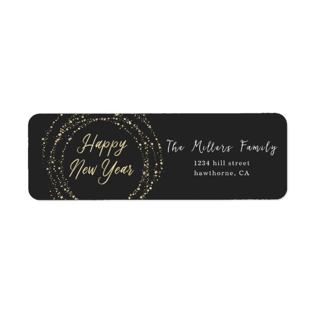 Bonne nouvelle année Calligraphie or Étiquette noi (Devant)