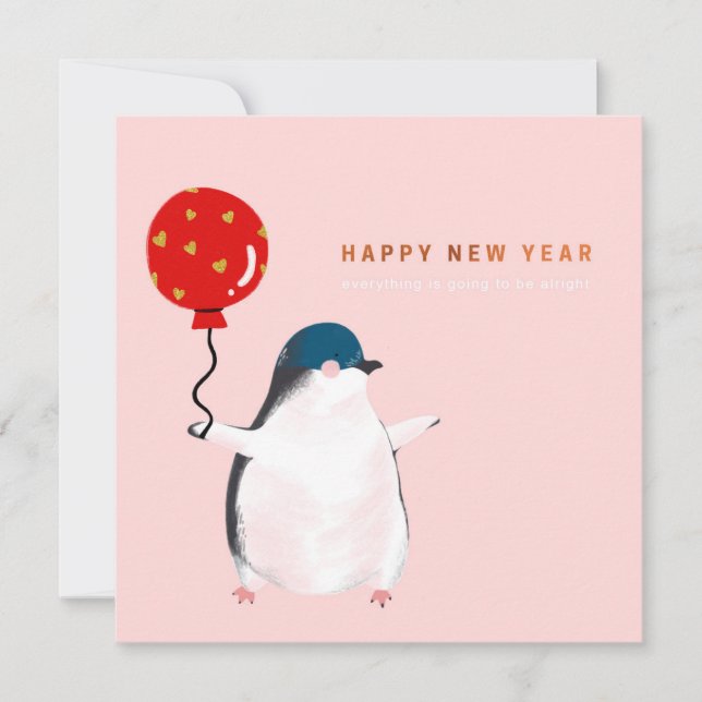 Bonne nouvelle année carte - Le petit pingouin (Devant)
