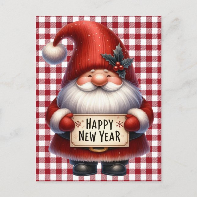 Bonne nouvelle année Gnome carte postale (Devant)