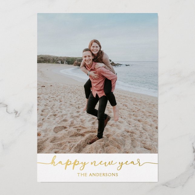 Bonne Nouvelle Année Photo Foil Carte de voeux (Recto)