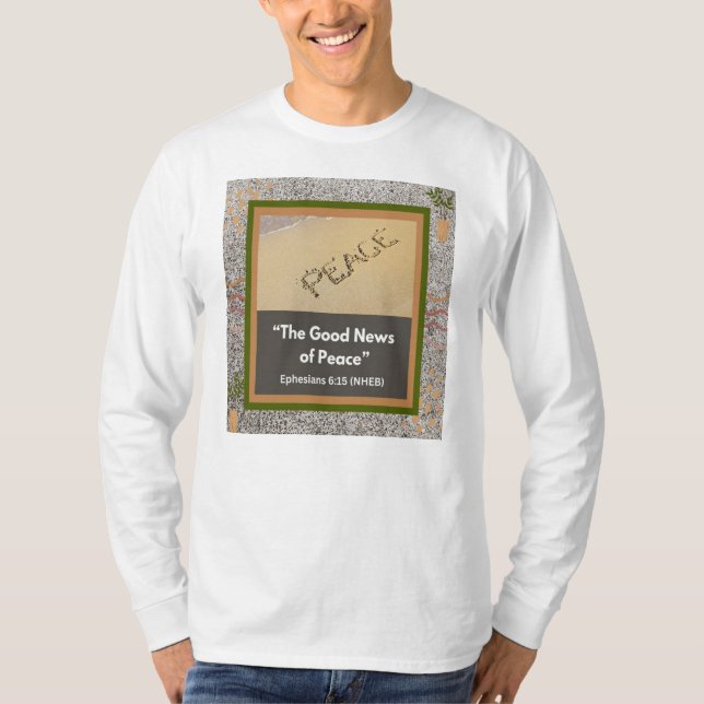 Bonne nouvelle de la paix - T-shirt blanc à manche (Devant)