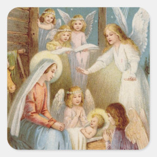 Bonne nuit à Bethléem Stickers Carré, Glossy