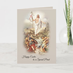 Bonne Pâques à une carte spéciale de prêtre cathol