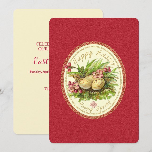 Bonne Pâques - Carte d'invitation (Devant / Derrière)
