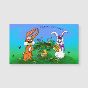 Bonne Pâques ! Lapin avec lapin et poussin