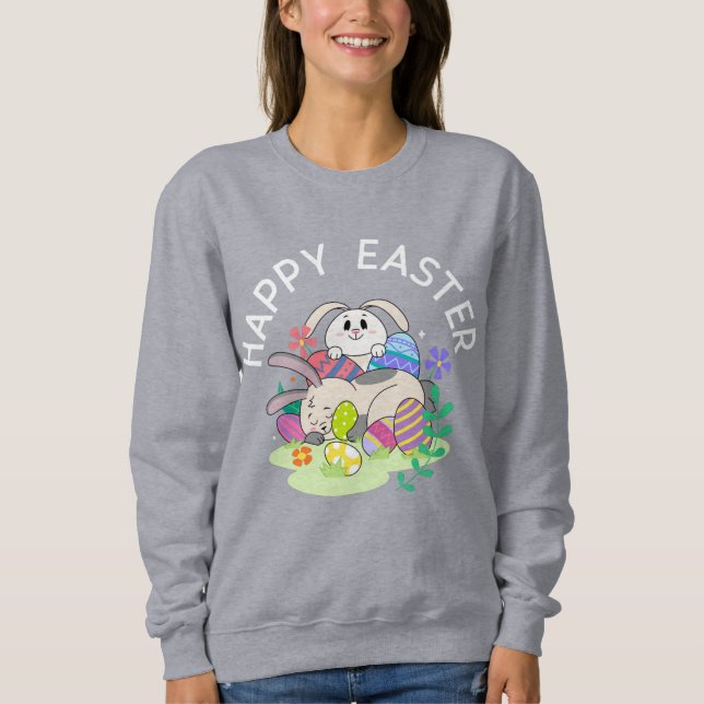 Bonne Pâques - Sweatshirt lapins & oeufs (Devant)