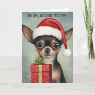 Bonne Père Noël Chihuahua avec carte cadeau de Noë