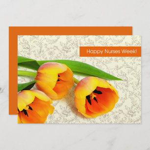 Bonne Semaine des infirmières. Carte Flat Tulips S