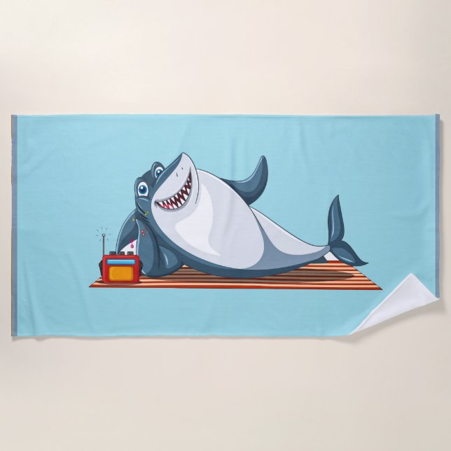 Bonne serviette de plage en coton de requin (Devant)