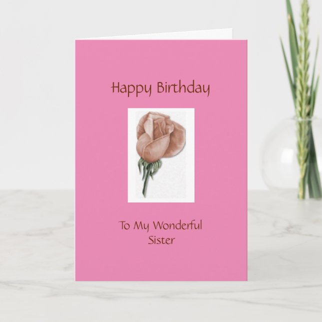 Bonne Soeur d'anniversaire - Carte Rose (Devant)
