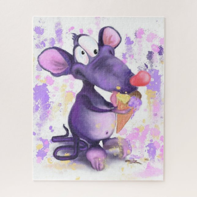 Bonne Souris violette Manger Ice Cream Puzzle - Dr (Vertical)