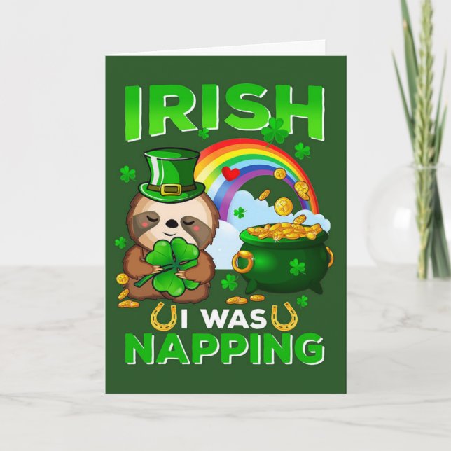 Bonne St. Patrick's Day Carte de vacances Sloth (Devant)