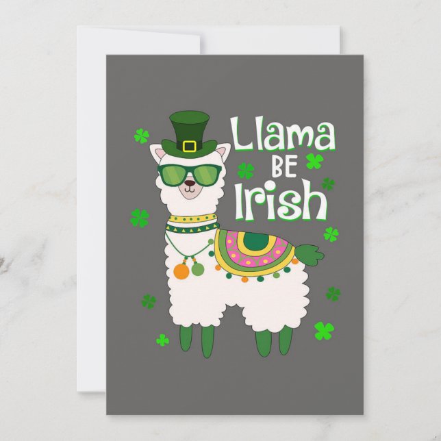 Bonne St. Patrick's Day Llama invitation (Devant)