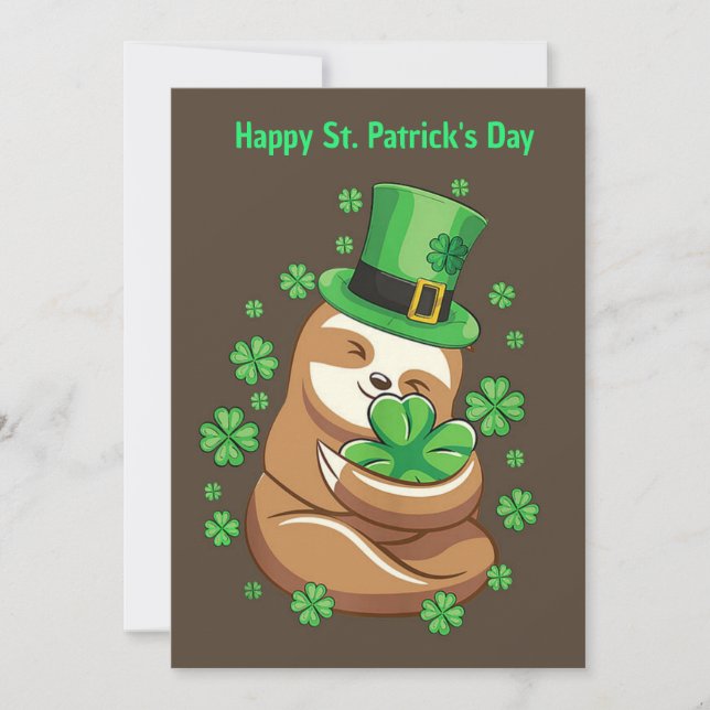 Bonne St. Patrick's Day Sloth invitation (Devant)