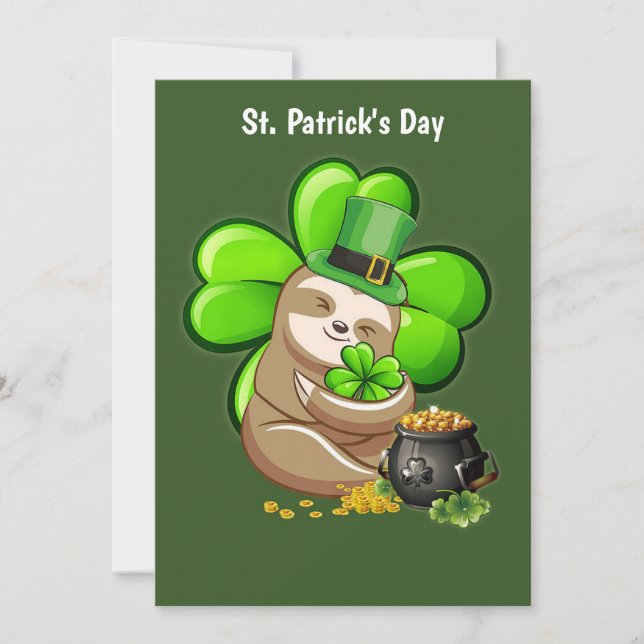 Bonne St. Patrick's Day Sloth invitation (Devant)