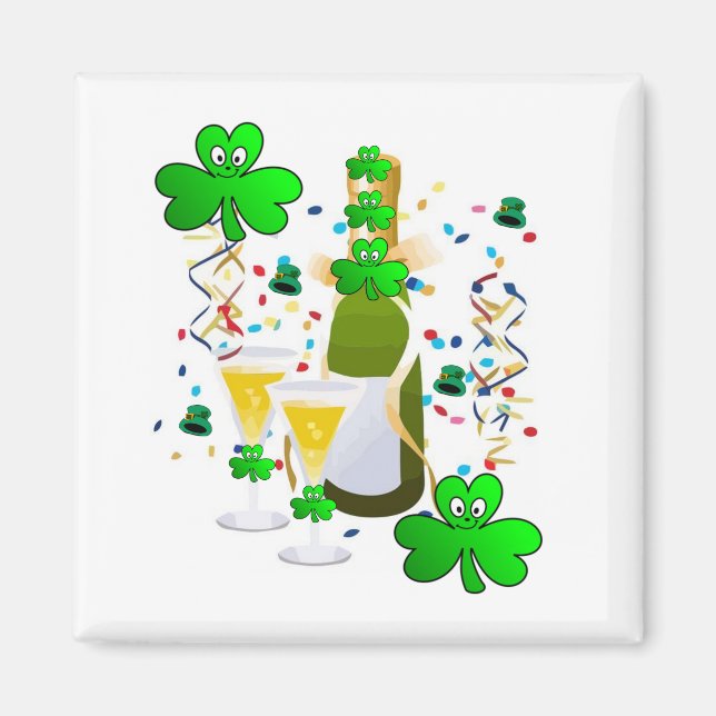 Bonne St. Patrick's Day Vin Shamrock Magnet (Devant)